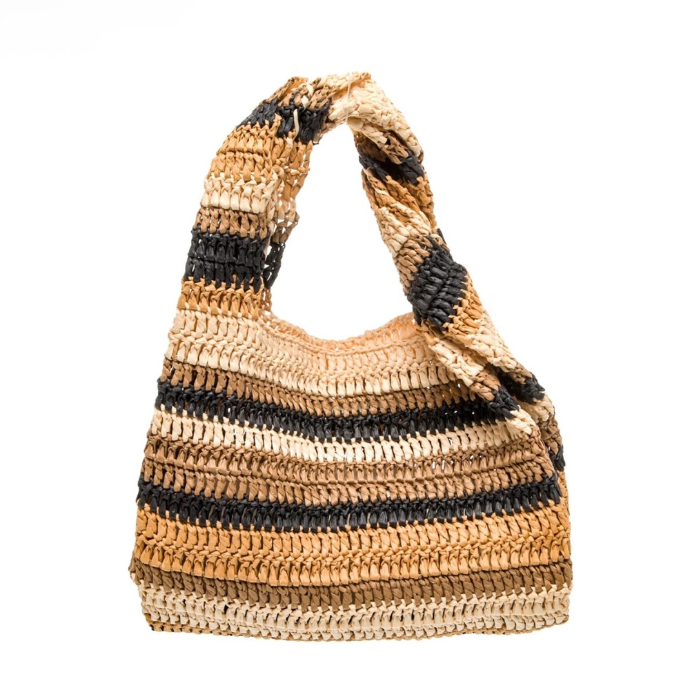 A.L.C. Tan and Black Straw Shoulder Bag